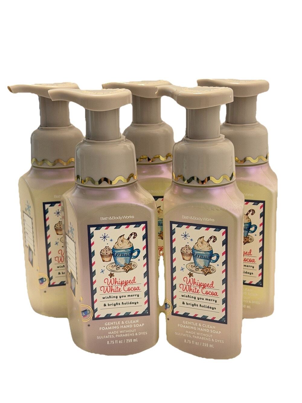 Set Of 5 - Bath & Body Works Whipped White Cocoa Foaming Hand Soap 8.75floz